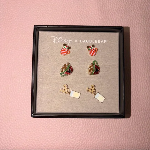 BaubleBar Disney Festive Earrings Set - Red, Green, Gold